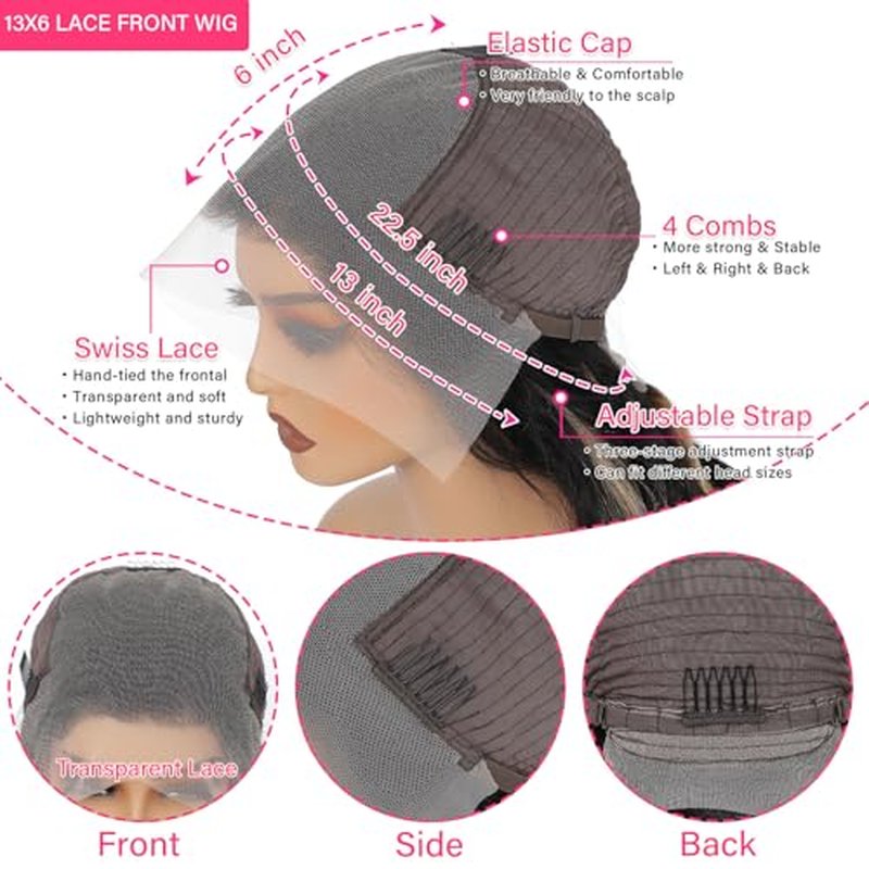 Juvid 13x6 Balayage Wig Human Hair Body Wave HD Transparent Lace Front Glueless Wigs Pre Plueked FB/27 Highlight Ombre Honey Blond Wig 200% Density Colored Lace Frontal Human Hair Wigs 20inch