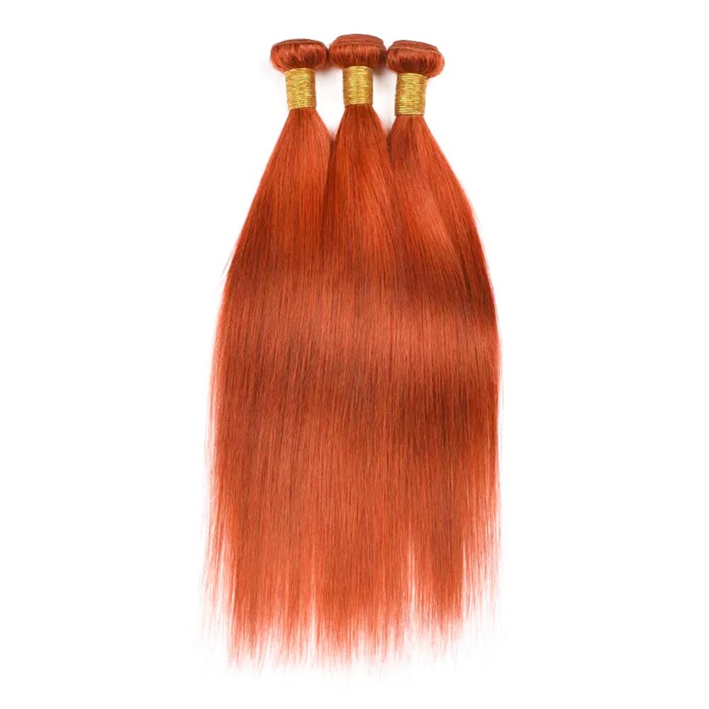 Ginger Bundles Human Hair Orange Straight Bundles 12 14 16 Inch Designed for Black Women Soft and Healthy Human Hair Bundles 300g