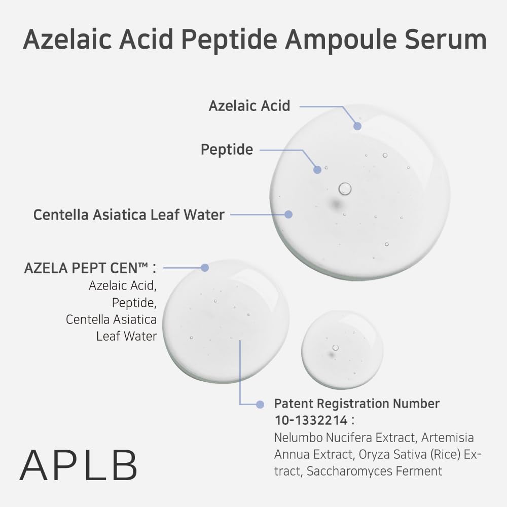 Azelaic Acid Peptide Ampoule Serum - 31.7% Concentration | Korean Skincare for Acne & Sensitive Skin, 1.35 FL.OZ