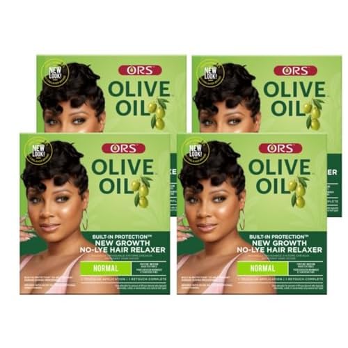 ORS Olive Oil Built In Protection New Growth No-Lye Hair Relaxer Normal Strength (Pack of 4)