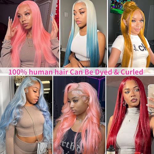 GZX 26 Inch 613 Lace Front Wig Human Hair 13X4 Blonde Straight HD Transparent Lace Frontal Wigs Human Hair Pre Plucked with Baby Hair 180% Density Blonde Glueless Wigs Human Hair