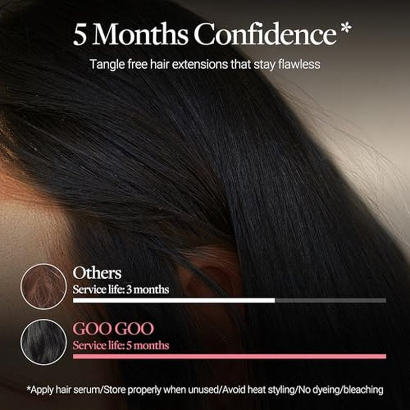 GOO GOO Tape In Weft Hair Extensions Human Hair, Genius PU Long Weft Tape In Hair Extensions Real Human Hair, Silky Easy to Use, 4/27/4 Balayage Chocolate Brown to Caramel Blonde 22 inch 60g