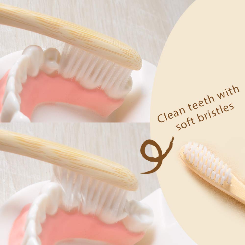 laboos Bamboo Manual Toothbrush, Soft Compact Bristle, Eco Friendly Biodegradable Wooden Toothbrush for Daily Use (4 Pack)