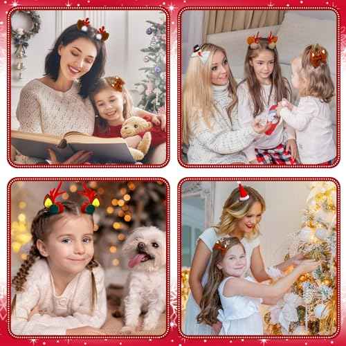 Tigeen 18 Pcs Christmas Hair Clips Cute Accessories Christmas Tree Reindeer Ear Hat Hair Clips Bowknot Barrettes Alligator Cosplay Punk Novelty Hair Accessories for Christmas Cosplay Women (Cute)