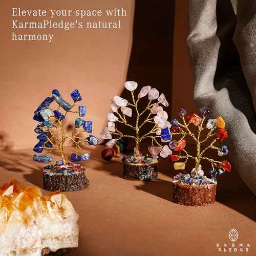 Chakra Healing Crystal Tree Set of 12, Thoughtful Gifts for Women, Office Desk Decoration, Home, Shelf Decor for Positive Energy, Money, Reiki Healing, Good Luck, Birthday Gifts for Mom Love Ones