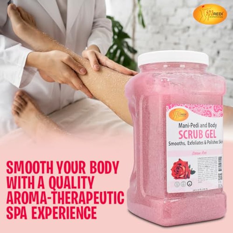 SPA REDI ? Sensual Rose Pumice Scrub Gel, Exfoliating, Hydrating & Nourishing, Infused with Hyaluronic Acid, Amino Acids, Panthenol and Comfrey Extract for Glowy Smooth Skin ? 128oz Gallon