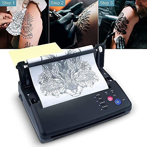 Tattoo Transfer Stencil Machine Copier Printer Thermal Tattoo Kit Copier Printer With 20pcs Tattoo Stencil Transfer Paper, Black£¨ Not Wireless£©
