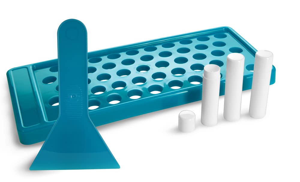 DIY Lip Balm Making Kit by SKS Bottle and Packaging, Inc. - Filling Tray, Spatula, 24 White Tubes With Caps (0.15 oz Each) - Make Your Own Set for Crafters or Professionals