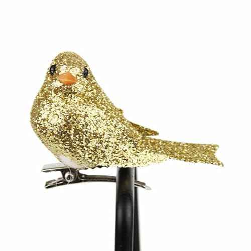 HOMSFOU 36 Pcs Glitter Bird Clip on Ornaments - Sequin Bird Ornaments for Women - Ladies Jewelry Hair Barrette - Birds Decor Hair Clips - Miss Statue Gold Powder, Ideal for Parties and Festivals