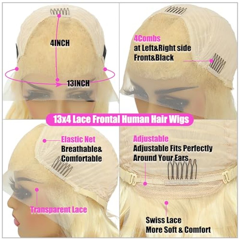 613 Lace Front Wig Human Hair 13X4 Light Blonde Color Body Wave Human Hair Wigs 613 HD Lace Frontal Wig Pre Plucked With Baby Hair Natural Hairline(13x4 Lace Front Wigs, 24 Inch)