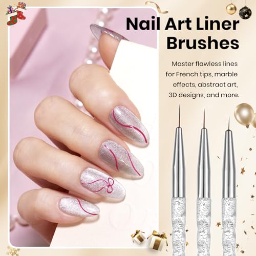 Beetles 31pcs Nail Art Brushes, Dotting Tools, Nail Art Pens, Dust Brush, Striping Liner Fingernail Drawing Pens with Palette Holder All in One for Starter Manicure Design Set