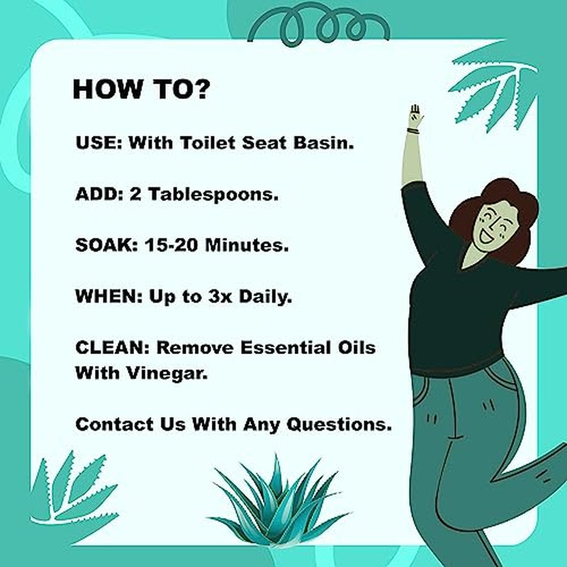 Sitz Bath for Hemorrhoids Soothing 20-in-1 Salts Mix + E Oils, 15 Soaks Concentrate for Toilet Seat Basin ? Comfort Relief, Made in USA with Premium Natural Ingredients Including Aloe & Epsom Salts