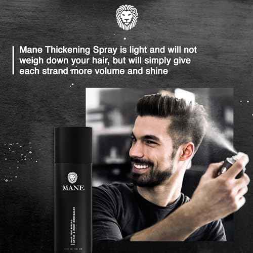 Mane Hair Thickening Spray & Root Touch Up, Instantly Thicker Hair for Men & Women, Fill in Hairlines and Hide Thinning and Fine Patches - Medium Brown, 12 Colors (6.76 oz)