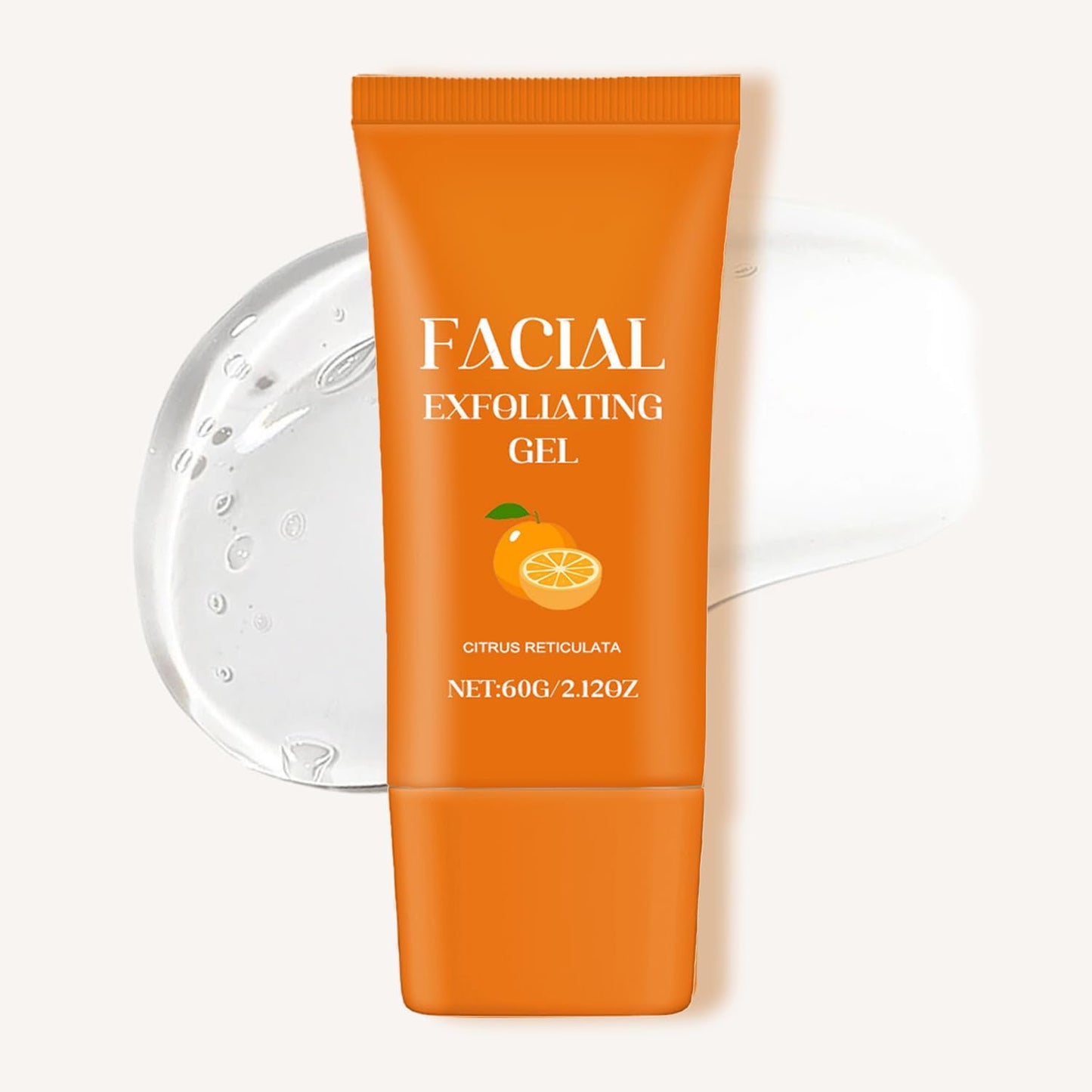2 Pcs Facial Exfoliating Gel, Purifying Exfoliating Gel for Face and Body Skin Repair, Orange Enzyme Hydrating Facial Scrub, Moisturizing, Cleansing and Rejuvenating (60g)