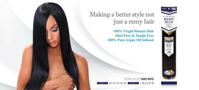 New Remy Yaky-Remy Blue 100% VIRGIN Human Hair Weave- Shed Free&Tangle Free (#1, 10“ packs of 2)