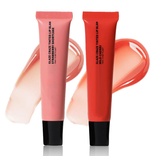 2Pcs Summer Lip Butter Lip Balm Glow Reviver Lip Gloss, Melting Lip Serum, Ultra-Hydrating Natural Vegan Lip Balm, Sheer-Tinted Shine & Hydration, Soothes & Softens Dry Lips (03+04)