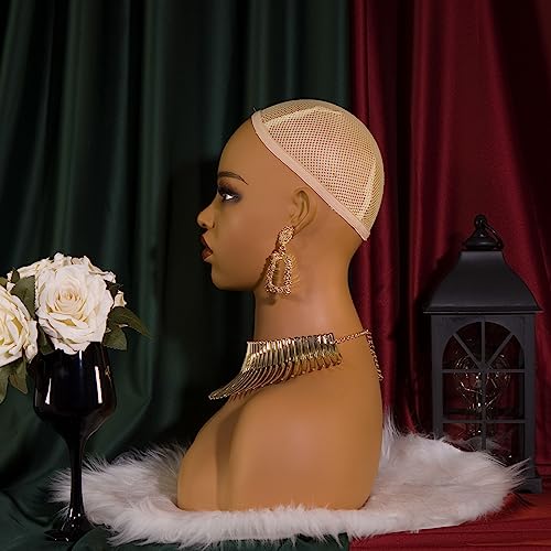Realistic Female Mannequin Head with Shoulders Manikin Wig Head Stands for Wigs,Makeup,Jewerly,Beauty Accessories Displaying DX 410