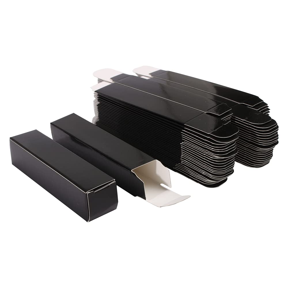 COSIDEA 50 PCS Empty Black Lip Gloss Boxes W23 xW23 xH103mm / 0.9 * 0.9 * 4.05 inch, Cosmetic Perfume/Mascara Box Packaging for Small Business Wholesale, small Kraft Paper Box Luxury Holder Wrapping