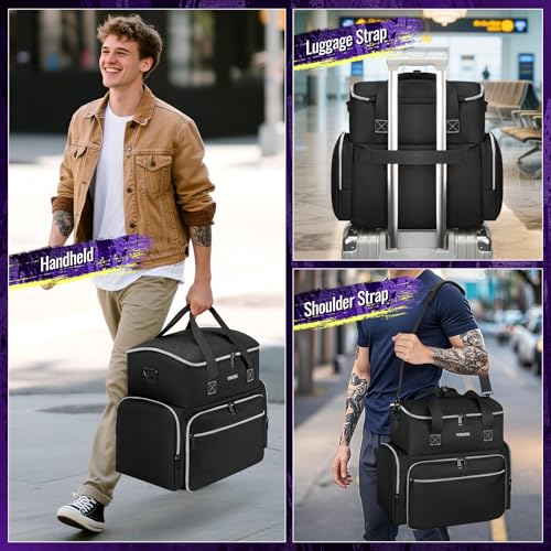 YOREPEK Tattoo Travel Case, Waterproof Tattoo Bag with 2 Removable Organizer Pouches, Adjustable Dividers, Tattoo Carrying Case for Equipment, Supplies, Stencil Printer, Artist Gifts