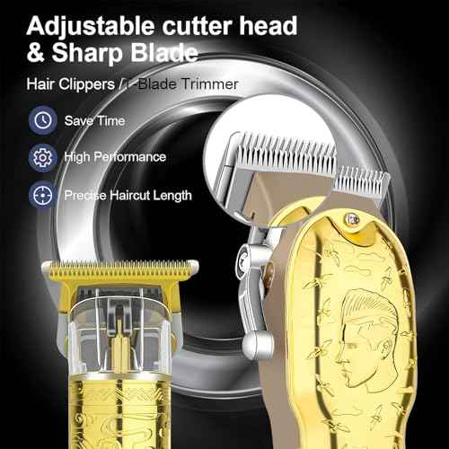 Men¡¯s Gold Hair Clippers, Cordless Professional Barber Clippers & Trimmers with LED Display, Long Runtime, Electric Grooming Kit for Haircuts & Beard Trimming,Gift for Husband, Father, Boyfriend