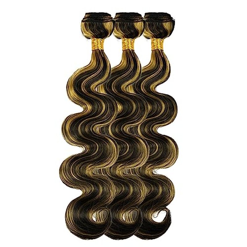 Blonde Bundles Human Hair P1B27 Body Wave Bundles Niegmeag Virgin Remy Hair 3 Bundles 24 26 28 Inch Double Weft Soft and Silky Honey Blonde Bundle Hair Weave