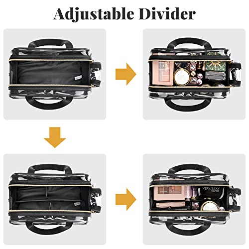 Ethereal Clear Makeup Bag, Large Opening TSA Approved Toiletry Bag Portable Cosmetic Bag for Women Tote Bag Waterproof Travel Makeup Bag Organizer