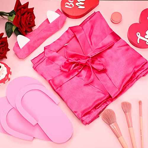20 Pcs Spa Party Supplies Include Kimono Robe Spa Headband Disposable Foam Pedicure Slippers Mask Washbasin for Salon Pedicure Washing Shower, Size 10