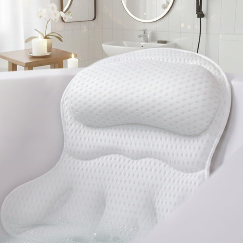 Bath Pillows for Tub, Bath Pillow Luxury Bathtub Pillows for Head and Neck Support - With 4D Air Mesh Fabric & Strong 6 Suction Cups, Tub Pillow For Bathtub, Bath Accessories & Spa Gifts For Women Men