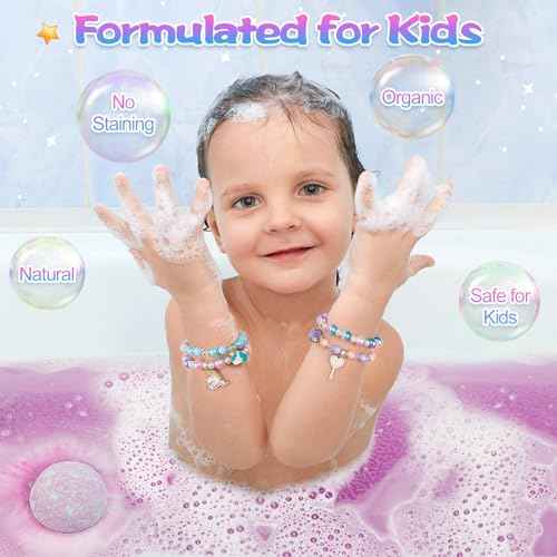 8 Pack Bubble Bath Bombs for Kids with Unicorn & Mermaid Girl Toys, Kids Bath Bombs with Surprise Inside, Easter Basket Stuffers for Toddler Girls, Ideal Christmas Birthday Easter Gifts for Kids
