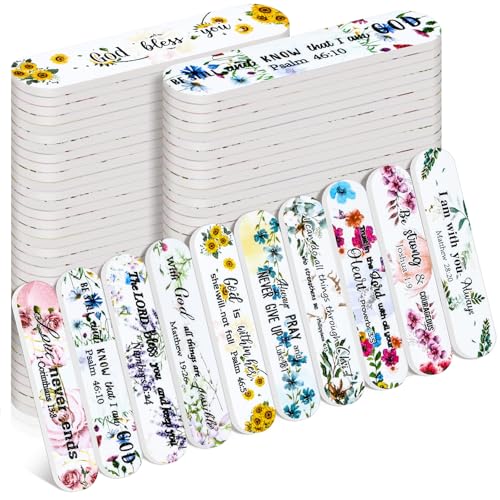 50 Pack Christian Gifts for Women Bulk Church Bible Verse Nail Files Floral Scripture Emery Boards Christian Religious Gift Nail Files for Employee Appreciation Teacher Staff Coworkers Women