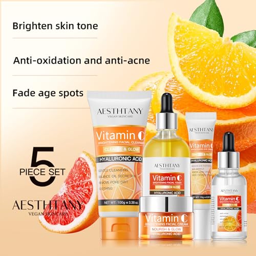 Vitamin C Skin Care Set Moisturizing Hyaluronic Acid Skin Care Kit 5PCS For Women Beauty Set Gift Set