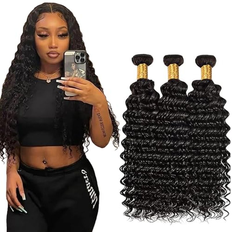 30 30 30 Inch Natural Black Color Raw Loose Deep Wave Bundles Human Hair Unprocessed Brazilian Virgin Hair Extensions