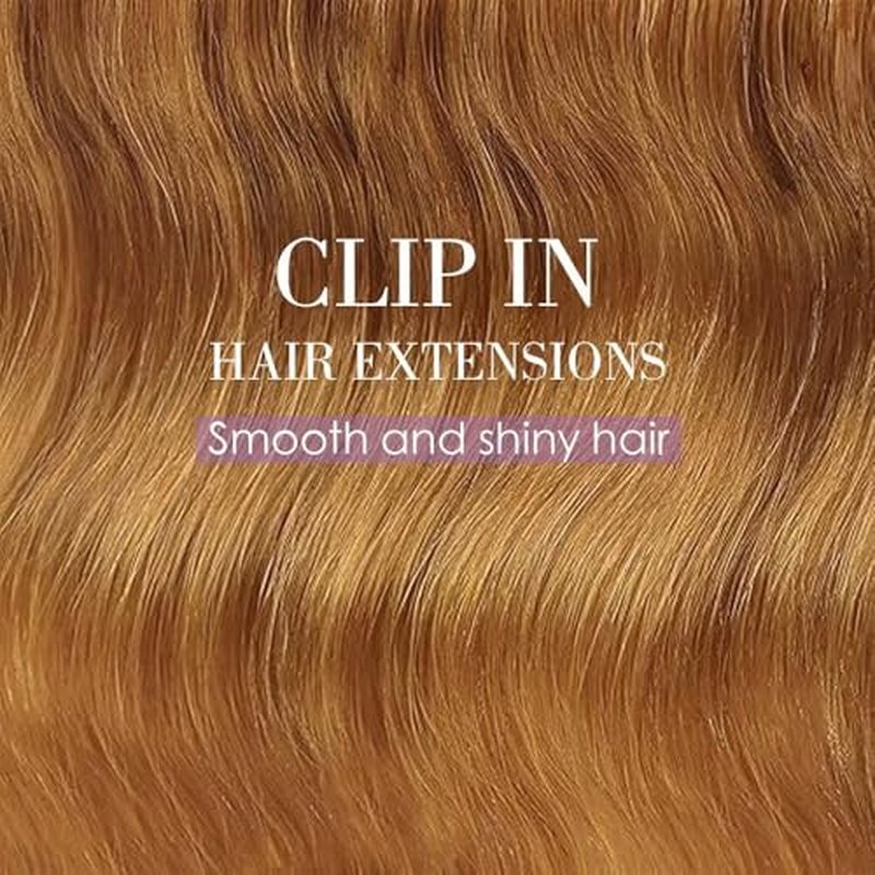 Remy Hair Extensions clip ins Hair Etensions for Women #30 Light GInger Brown Double Weft Natural Hair Extensions Straight 8Pcs Soft and Thick 24inch 110g