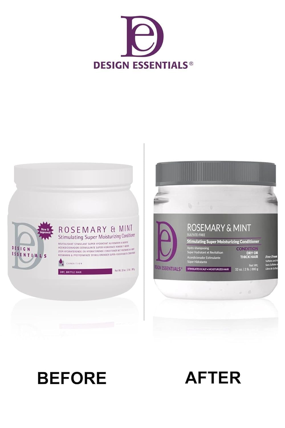 Design Essentials Rosemary & Mint Stimulating Super Moisturizing Conditioner for Dry, Thick, or Brittle Hair; Sulfate-Free, Stimulates Scalp, Moisturizes Hair, 32 Oz