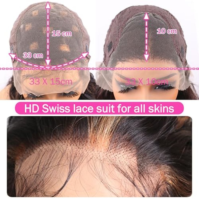 13x6 Lace Front Wigs Human Hair Balayage Highlight Ombre Body Wave Lace Front Wigs Human Hair Pre Plucked 180% Density HD Lace Glueless Wigs for Black Women 20 Inch FS1B/30