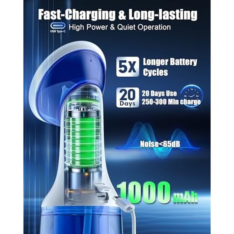 Electric Ear Wax Removal with One-Piece Waste Tank, Water Powered Ear Cleaner with 4 Pressure Modes for Earwax Remove at Home, 4 Tips, USB-C Cable, IPX7 (Blue)