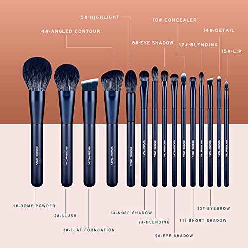 Makeup Brush Set, EIGSHOW Professional Makeup Brushes Kit Foundation Powder Concealers Eye Shadows Makeup 15 Piece for Eye Face Liquid Cream Cosmetics Brushes Kit Best Birthday Gift for Women(BLUE)