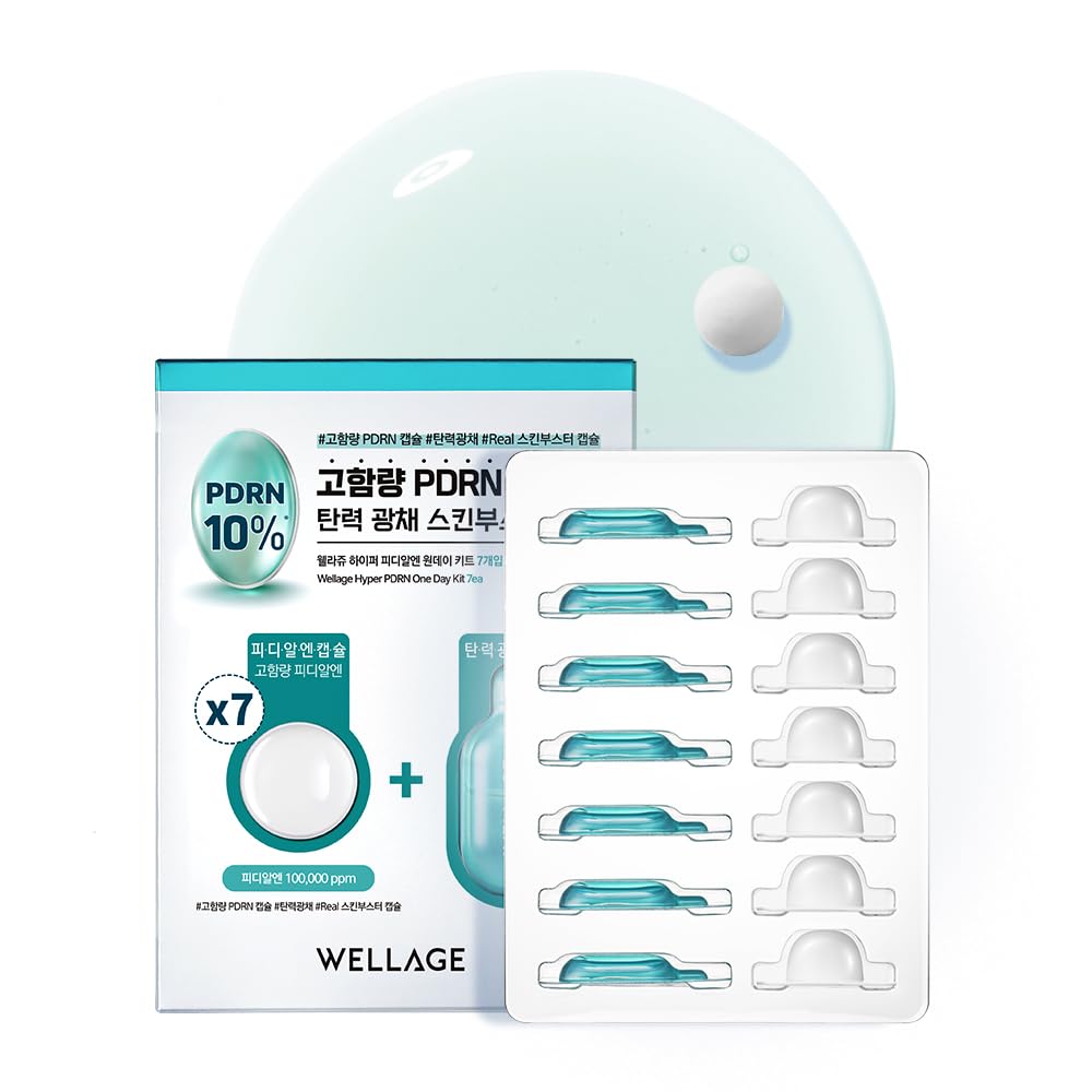 WELLAGE Hyper PDRN One-day Kit 7ea, Hydrating Peptide for Face, Korean Skin care, PDRN, Niacinamide, Hyalruonic acid, Pore minimizing
