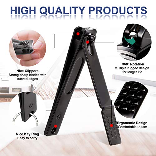 Manicure Pedicure Kit Nail Clippers Set Fingernails & Toenails Vibrissac Scissor 5 Pieces Best Care Tools for Man & Women with Travel Case (Gray/Black_A) (Gray/Black_A)