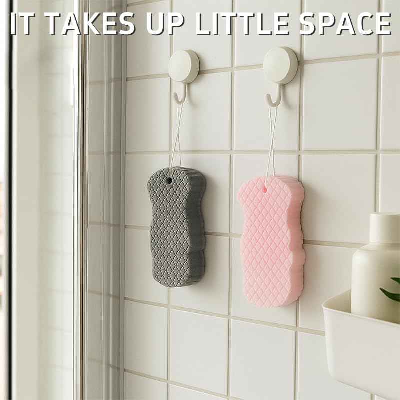 Magic Exfoliating Bath Sponge, Super Soft Exfoliating Bath Sponge，Skin Friendly & Reusable,Remover Dead Skin for All Skin Types,for Men Women (2PCS-Pink+Gray)