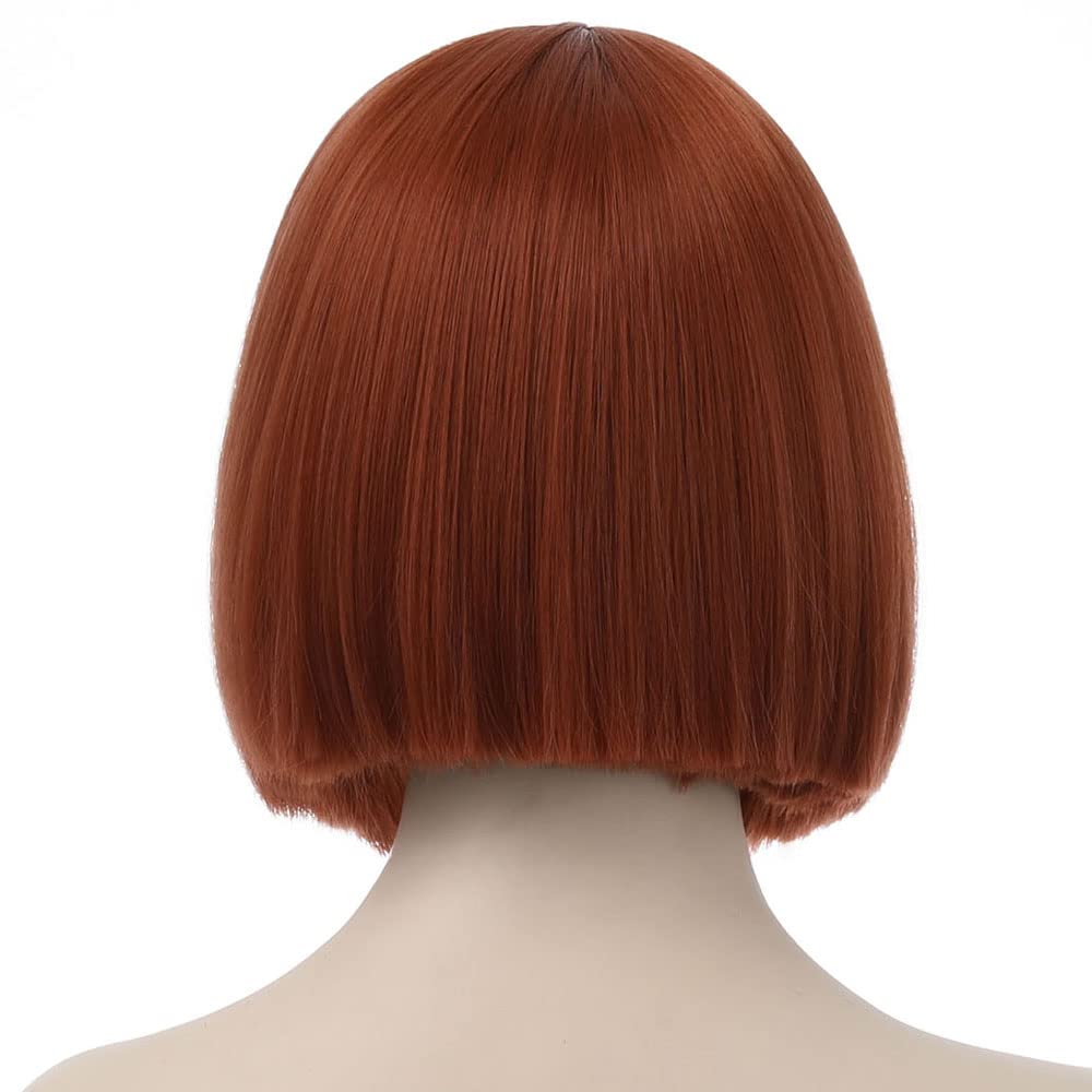 Ufindcos Ginger Wig Bob Wig Short Straight Hair Wigs Middle Part for Women Synthetic Heat Resistant Halloween Costume Party False Hair Wig