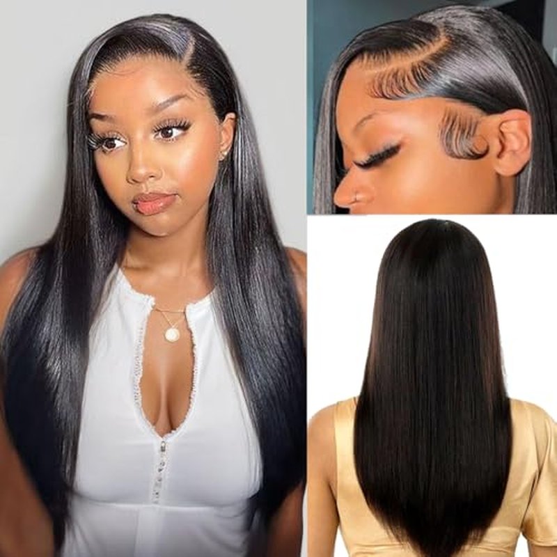 Lace Front Wigs Human Hair 13x4 Straight Lace Front Wigs HD Transparent 200% Density Glueless Wigs For Black Women Pre Plucked With Baby Hair 28inch