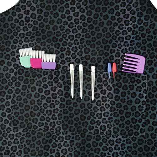 Plum Hill Animal Print Cosmetology Apron for Hair Stylist, Nail Tech, Esthetician, Hairdresser Apron with Pockets