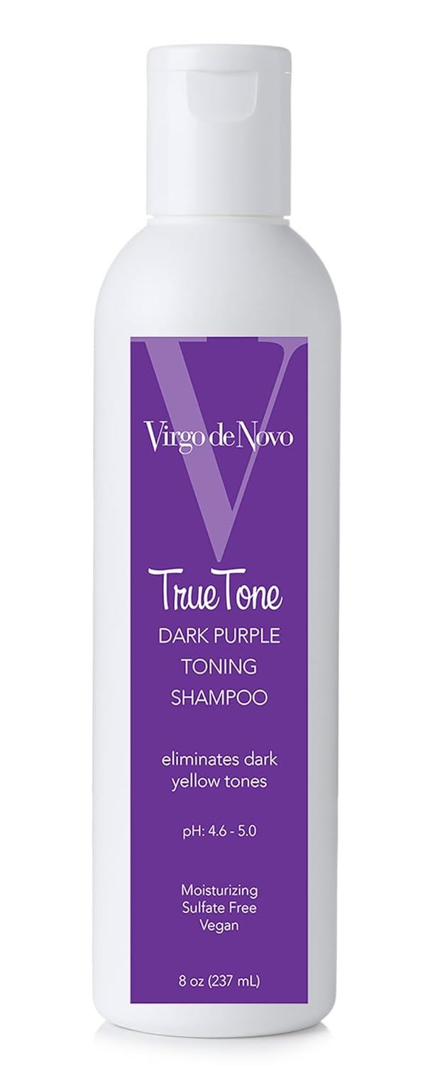 Virgo de Novo Dark Purple Toning Shampoo - Neutralizes Brassiness, Brightens Blonde & Grey Hair | Sulfate-Free, 8 oz