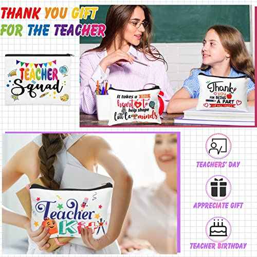 Hillban 32 Pieces Teacher Christmas Gifts Teacher Appreciation Gifts Women Cosmetic Makeup Bag Funny Pencil Pouch for Graduation Birthday Christmas(Cute)