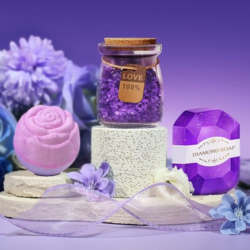 Christmas Gifts for Women, Birthday Gifts for Women, Christmas Gifts for Mom Spa Gifts for Wife, Girlfriend, Coworker, Grandma,Teacher Sister Christmas Gift, Gift Set Idea for Her-Purple Gift Basket