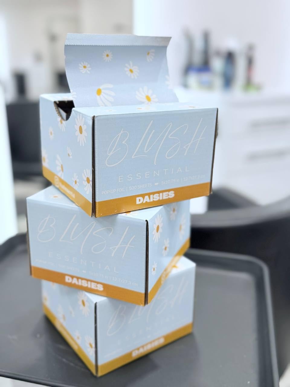 Blush Essential Aluminum Foil Daisies Hair Foils 5x10.75-500 Sheets for Hair Bleach, Foil for Highlighting, Cute Hair Foils, Professional Hair Foils, Pop Up Foils for Hair Color in Salons