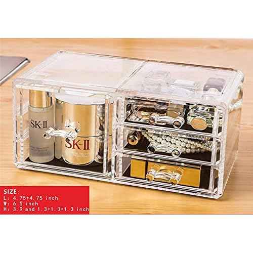 Clear Acrylic Makeup Organizer for Vanity,Countertop,Stackable 7 Drawers Bathroom Skincare Organizer with Brush Holder,Large Skin Care Organizer for Jewelry,Beauty Product Lipsticks,Nail Polishes