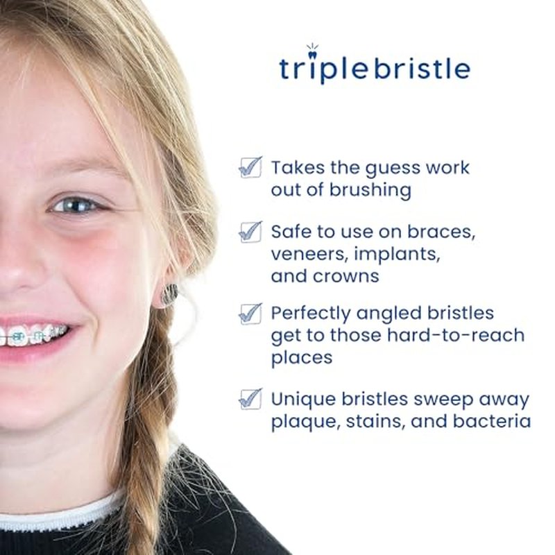 Triple Bristle Kids Sonic Toothbrush | 2 Pack | 3-Sided Brushing to Clean Teeth and Gums | Dentist Created & Approved | Fun Sticker Rewards | Rechargeable Toothbrush