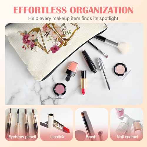 Lawyers Gift Makeup Bag for Women, Attorney Gifts for Women, Judge Gifts Cosmetic Bag for Purse, Pink Floral Balance Makeup Zipper Pouch